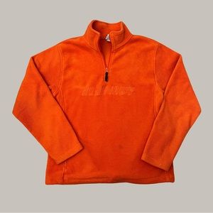 90s Bright Orange Old Navy Embroidered Fleece Quarter Zip Sweatshirt Men's M